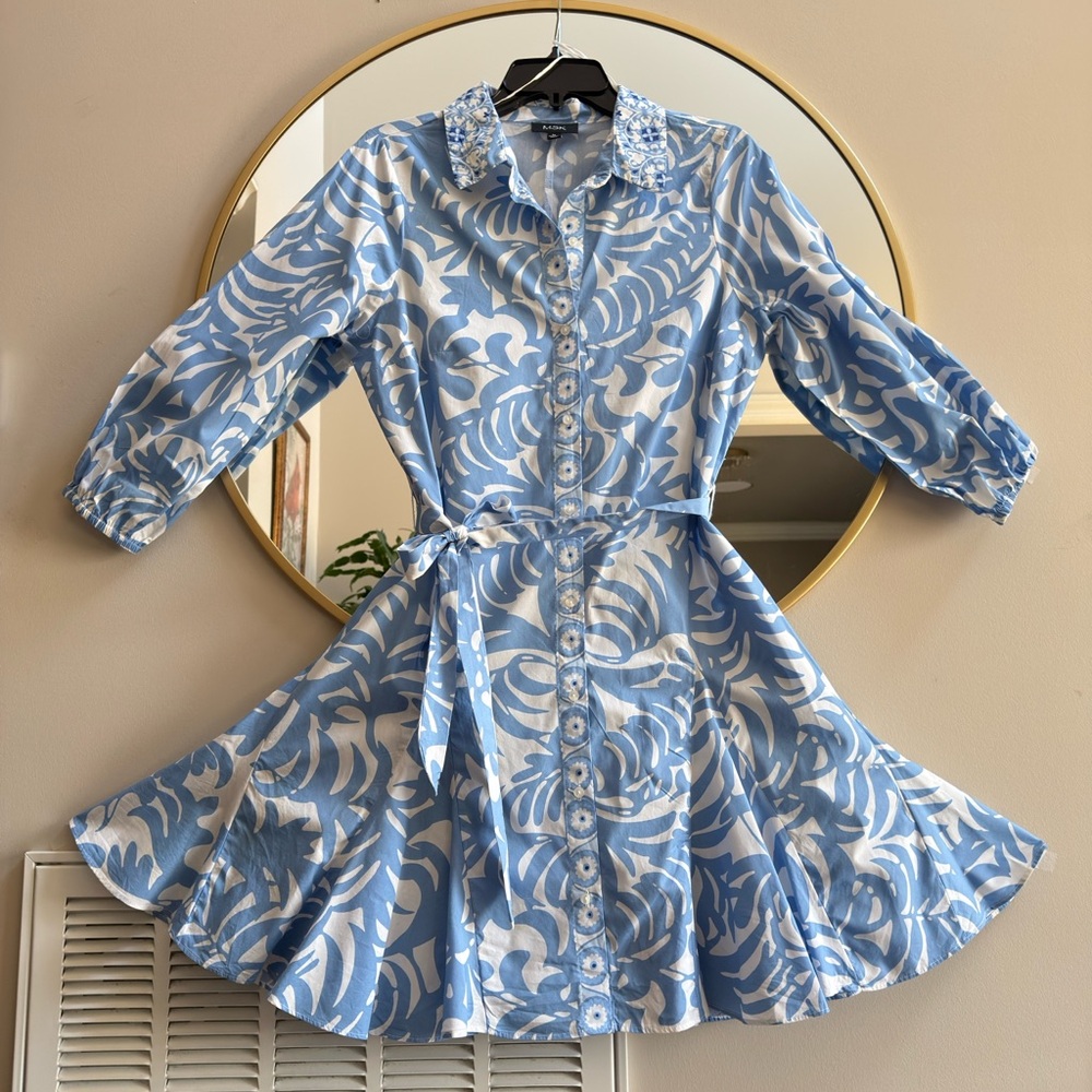 MSK Blue and White Patterned Dress - Picture 5 of 5